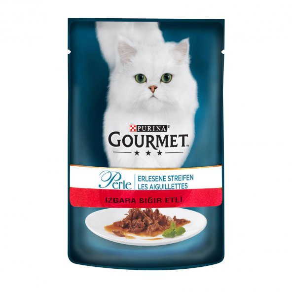 Purina gourmet perle ızgara sığır etli yaş kedi maması 85 gr x 6 adet konserve pouch ürün görseli 1