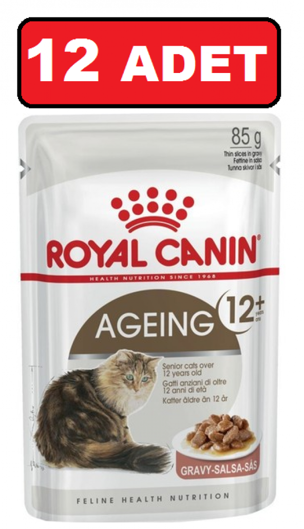 Royal canin ageing 12+ yaşlı ve ileri yaştaki kedi yaş mama 85 gr x 12 adet gravy soslu