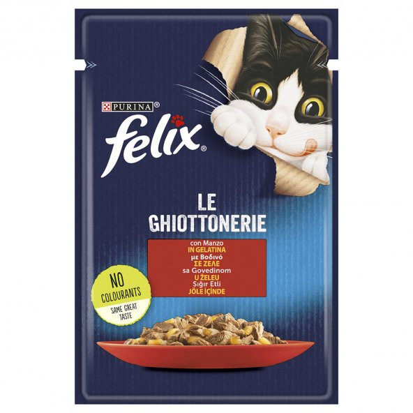 felix sığır etli kedi ıslak maması 85 gr X 12 adet yaş mama pouch - 1