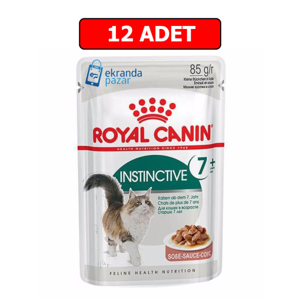 Royal canin instinctive 7+ ileri yaştaki kedi yaş mama 85 gr x 12 adet gravy soslu pouch