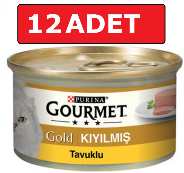 Purina gourmet gold kıyılmış tavuk etli kedi konservesi 85 gr 12 Adet yaş mama