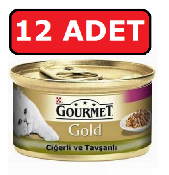 Purina gourmet gold ciğerli ve tavşanlı parça etli kedi konservesi 12 adet 85 gr yaş mama