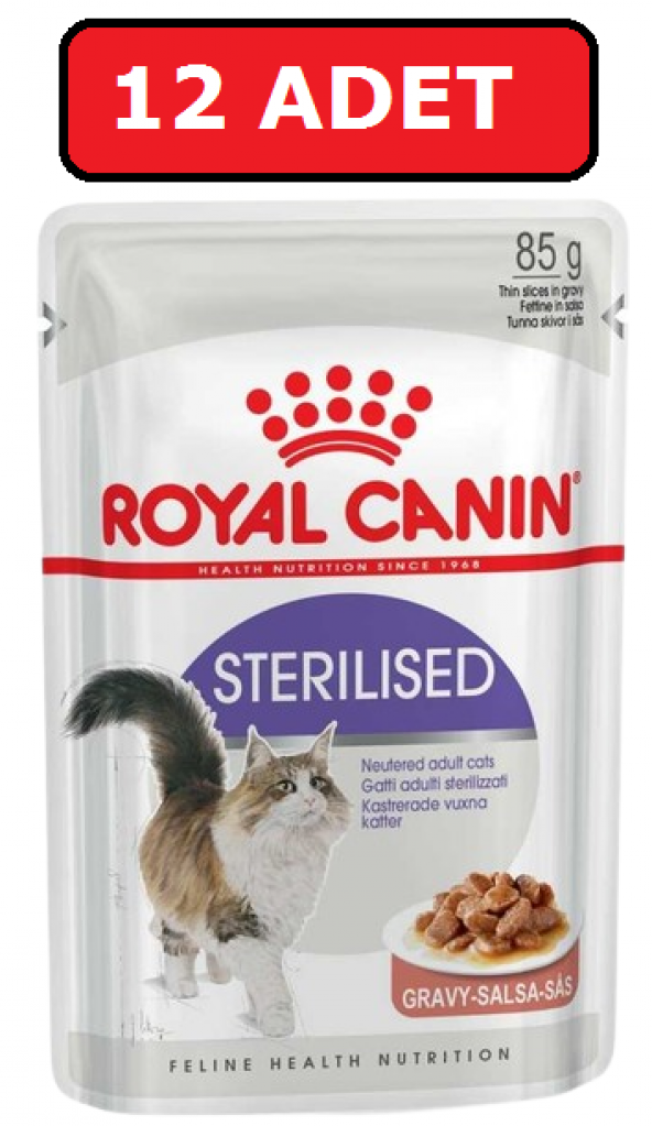 Royal canın sterilised kısır kedi yaş mama 12 adet x 85 gr gravy soslu