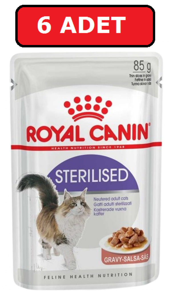 Royal canın sterilised kısır kedi yaş mama 6 adet x 85 gr gravy soslu ürün görseli
