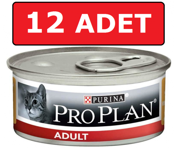 Proplan adult tavuk etli yetişkin kedi konservesi 85 gr x 12 adet yaş mama ürün görseli 1