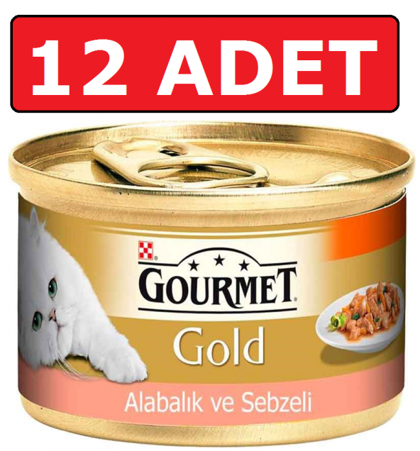 Purina gourmet gold parça etli alabalıklı ve sebzeli kedi konservesi 12 adet 85 gr yaş mama ürün görseli 1
