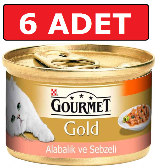 Purina gourmet gold parça etli alabalıklı ve sebzeli kedi konservesi 6 adet 85 gr yaş mama ürün görseli 1