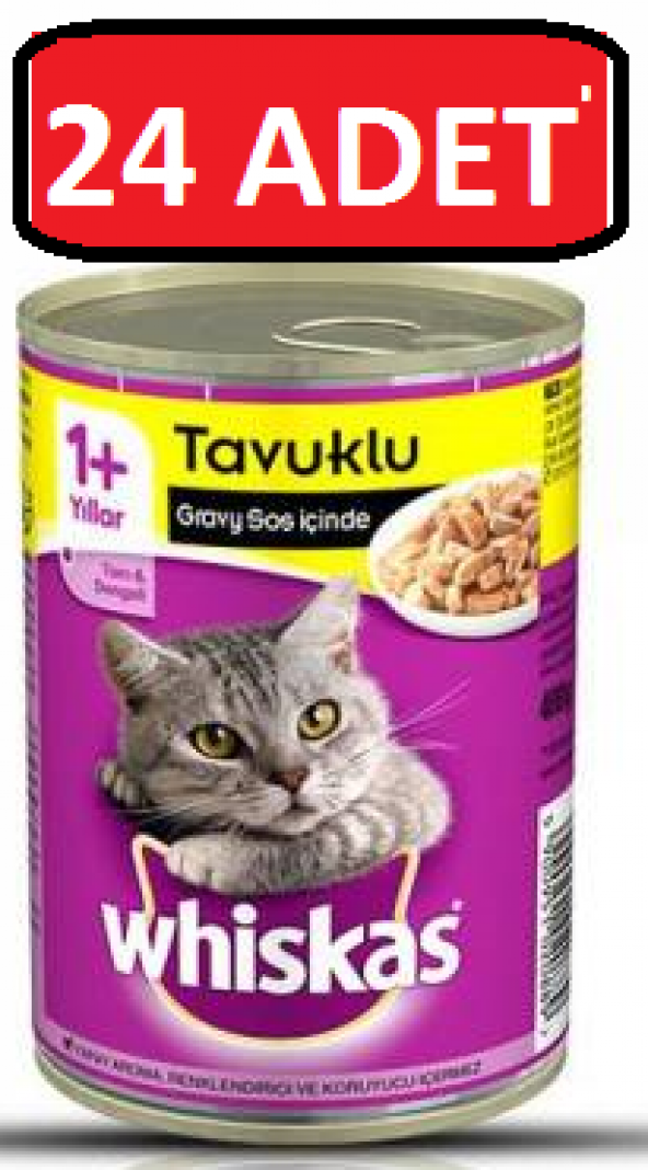 Whiskas Tavuklu Konserve Yaş Kedi Maması 24 Adet x 400 Gr