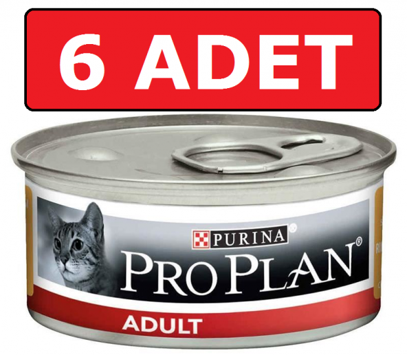 Proplan adult tavuk etli yetişkin kedi konservesi 85 gr x 6 adet yaş mama