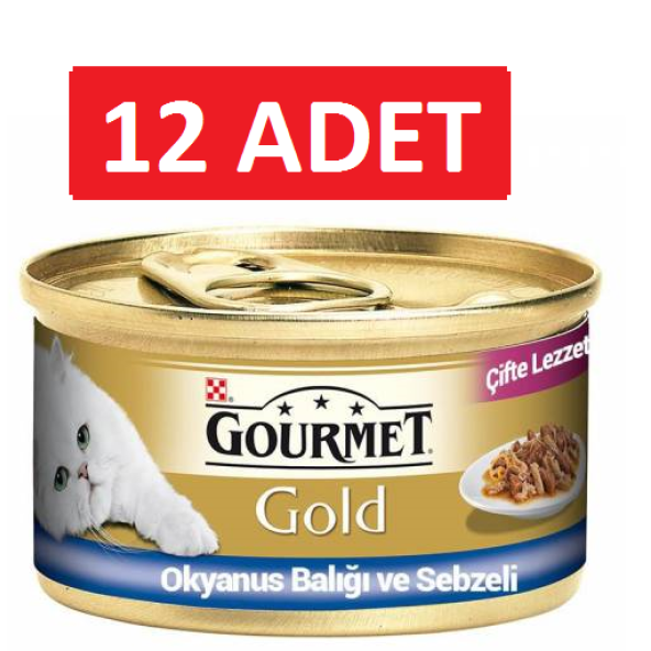 Purina Gourmet Gold Çifte Lezzet Okyanus Balıklı ve Sebzeli Kedi Konservesi 85 gr 12 adet yaş mama