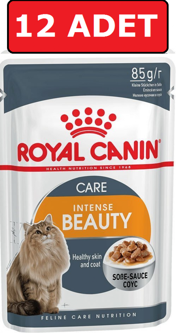 Royal canin intense beauty gravy adult 85 gr x 12 adet yaş kedi maması pounç