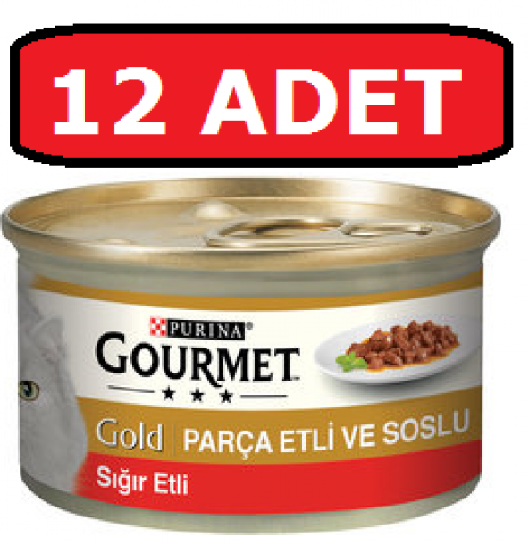 Purina gourmet gold parça etli sığır kedi konservesi 12 adet 85 gr yaş mama ürün görseli 1