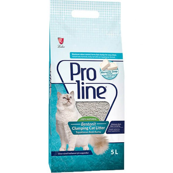 Proline marsilya sabun kokulu 3 adet 5lt bentonit kedi kumu topaklanan ince taneli kedi kumu - Resim 2