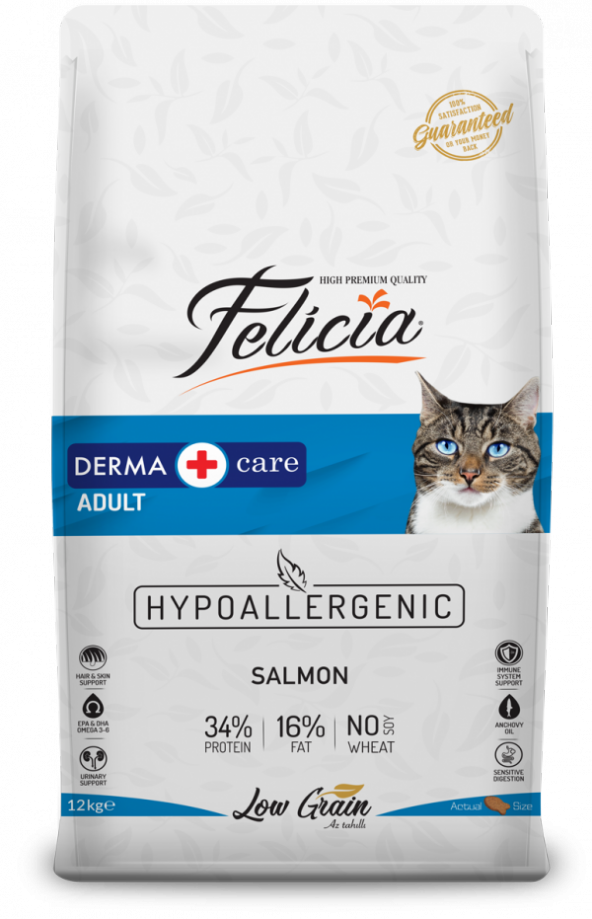 Felicia düşük tahıllı hypoallergenic kedi 12kg somonlu yetişkin kedi maması salmon hipoalerjenik ürün görseli 1
