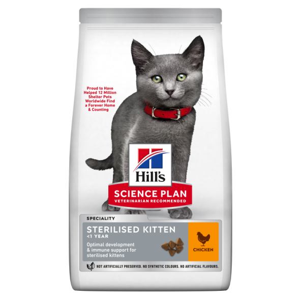 Hills sterilised kitten kedi 3kg Hills tavuklu kısırlaştırılmış yavru kedi maması ürün görseli 1