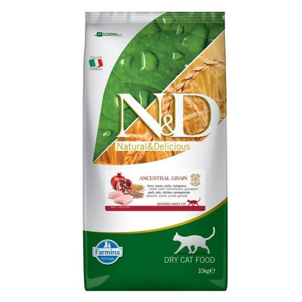 ND ancestral graın kısır kedi 10kg düşük tahıllı tavuklu narlı kısırlaştrılmış kedi maması ürün görseli 1