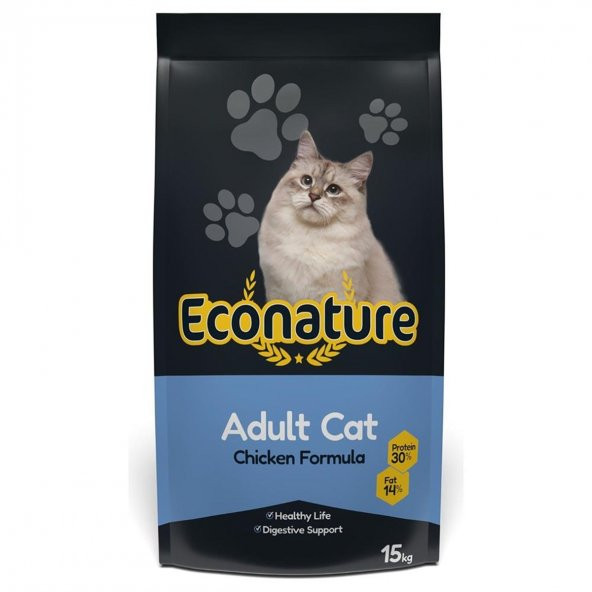 Econature tavuklu adult kedi maması 15kg chicken adult yetişkin kuru kedi maması ürün görseli 1