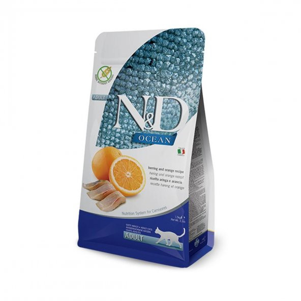 ND ocean kedi 1,5kg tahılsız ringa balığı portakallı yetişkin adult kedi maması herring and orange