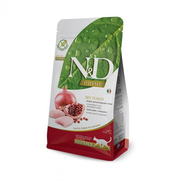 ND prime 1,5kg kedi tahılsız tavuk ve nar kısır kedi maması chicken pomegranate neutered