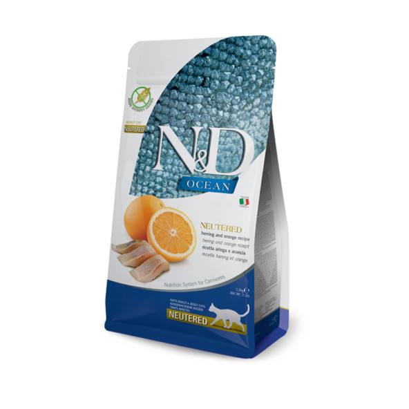 Nd Ocean 1,5Kg Kedi Tahılsız Ringa Balığı Portakallı Kısır Kedi Maması Neutered Herring And Orange ürün görseli 1