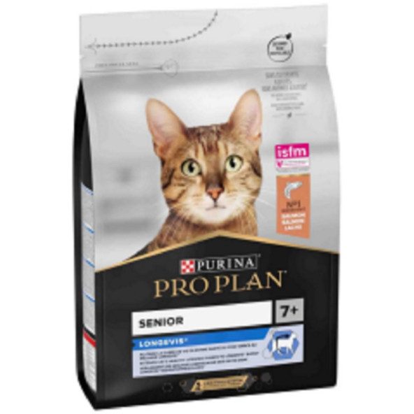 Proplan adult 7+ somonlu ileri yaşlı kedi maması 3 kg orgınal senior longevis - 3