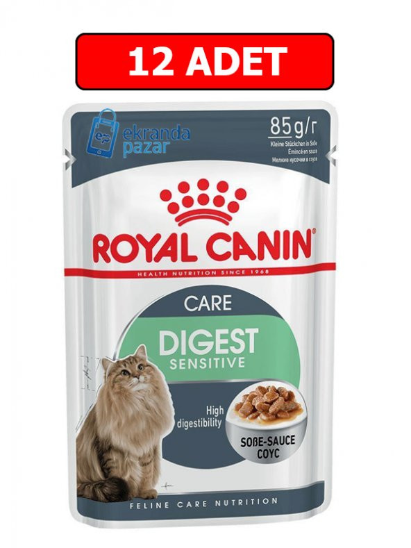 Royal canin digest sensitive gravy adult 85 gr x 12 adet yaş kedi maması pouch - Resim 3