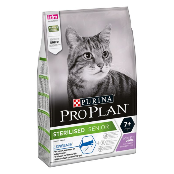 Proplan sterilised senior 7+ 3kg hindili kısır kedi maması ileri yaş yaşlı kısır kediler için