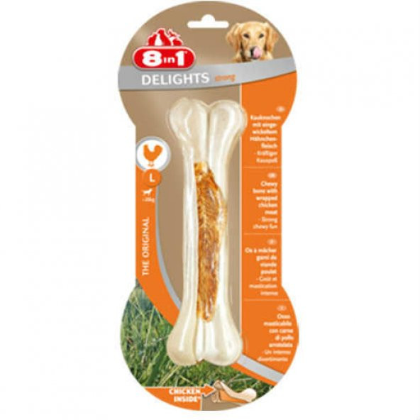 8in1 kemik Delights Strong 2 Adet Tavuklu Ödül Kemiği L 130Gr köpek ödül ürün görseli 1