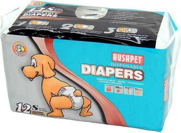 Hushpet Köpek Alt Tuvalet Bezi 12 Adet S Hush Pet Diapers Small 12Li Köpek Bezi ürün görseli 1