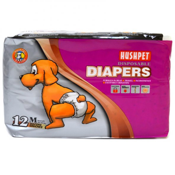 Hushpet köpek alt tuvalet bezi 12 adet M Hush pet diapers Medium 12li köpek bezi ürün görseli 1