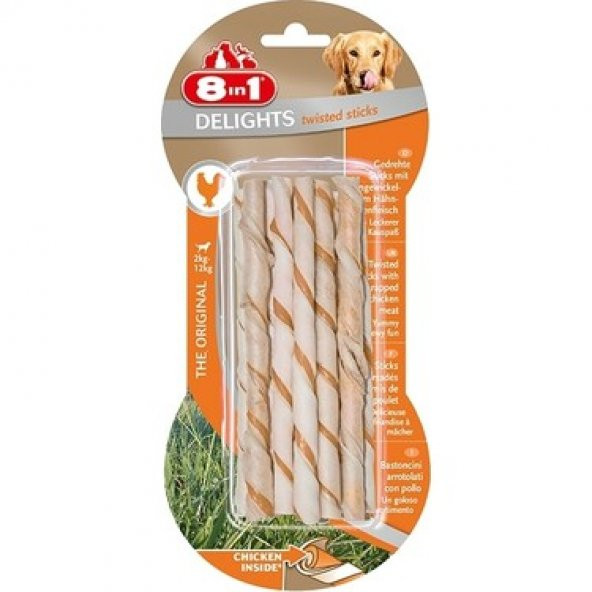 8in1 kemik Delights Bones Köpekler İçin Twested Sticks 10lu tavuklu kemik 55gr - 1