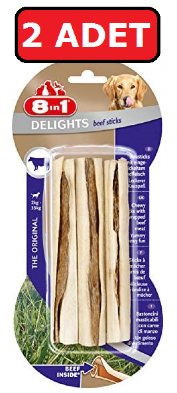 8in1 biftekli kemik delights beef sticks 2 adet 75 gr - 1