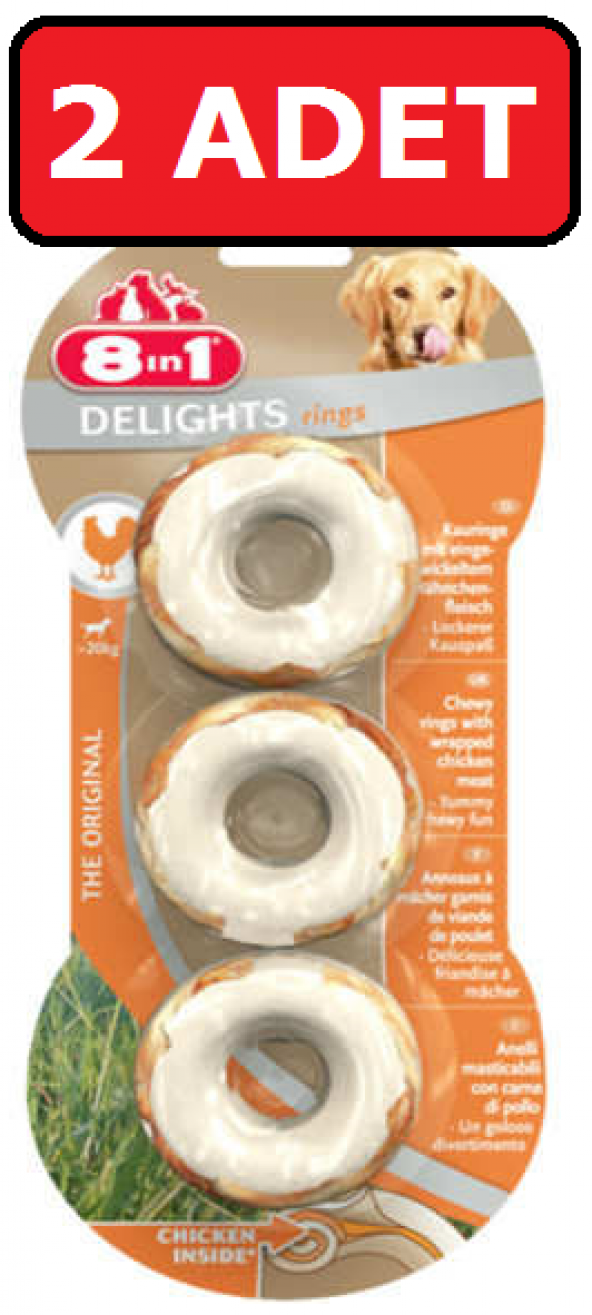 8 in1 kemik Delight Ring Tavuklu 2 Adet Ödül Kemiği S 119 Gr köpek ödül kemik ürün görseli 1