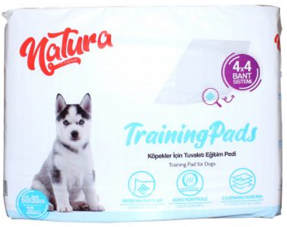 Natura trainingpads yavru köpek tuvalet eğitim pedi 60x90cm 30lu yapışkanlı çiş pedi
