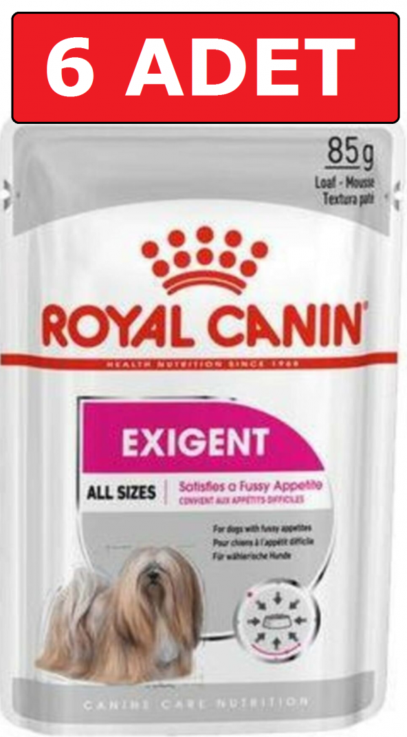 Royal canin exigent seçici yaş köpek maması 6 adet x 85 gr pouch konserve ürün görseli