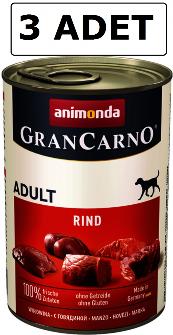 Animonda grancarno sığır etli köpek konservesi 3 adet x 400 gr yaş mama rınd - 1