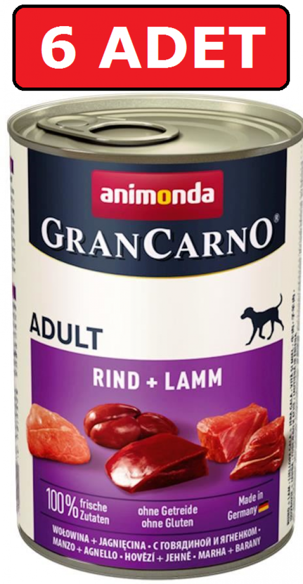 Animonda GranCarno sığır ve kuzu etli köpek konservesi 6 adet x 400 gr ürün görseli 1