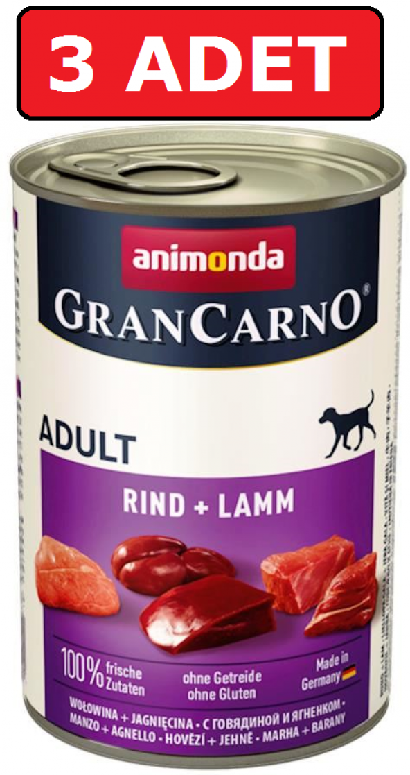 Animonda GranCarno sığır ve kuzu etli köpek konservesi 3 adet x 400 gr