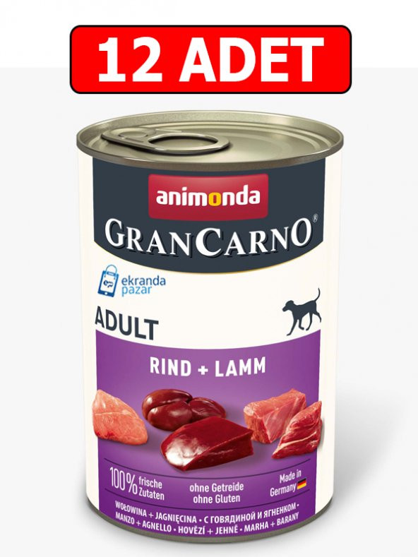 Animonda GranCarno Sığır ve Kuzu Etli Köpek Konservesi 12 adet x 400 Gr ürün görseli 1