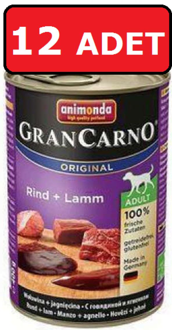 Animonda GranCarno Sığır ve Kuzu Etli Köpek Konservesi 12 adet x 400 Gr - Resim 2