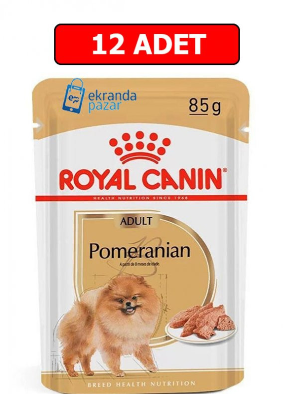 Royal canın pomeranian yaş köpek maması 12 adet x 85 gr pomeranian adult pouch - 3