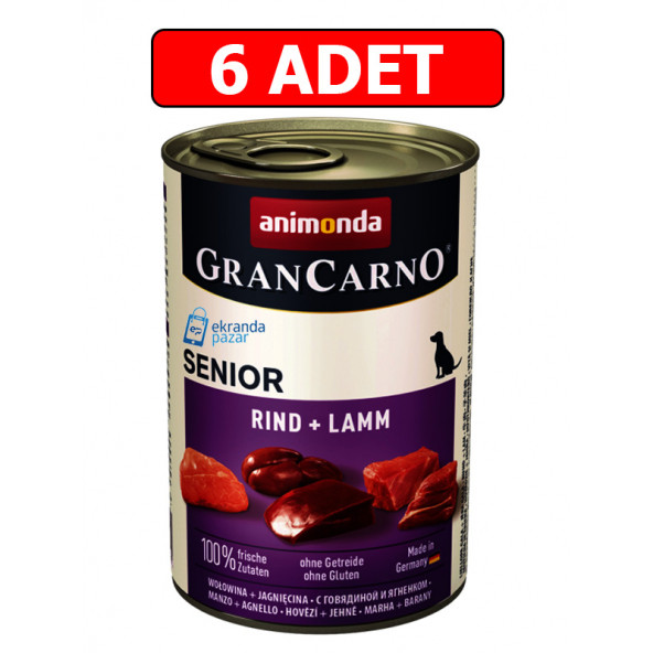Animonda grancarno senior sığır etli kuzulu köpek konservesi 400gr 6 adet köpek yaş mama ileri yaş ürün görseli 1