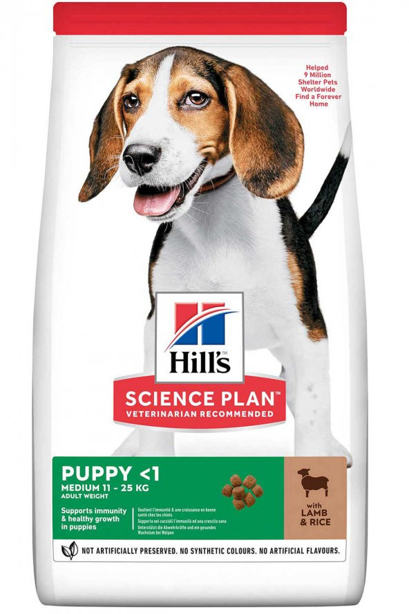 Hills medium puppy 2,5kg köpek orta ırk kuzu pirinç yavru köpek maması