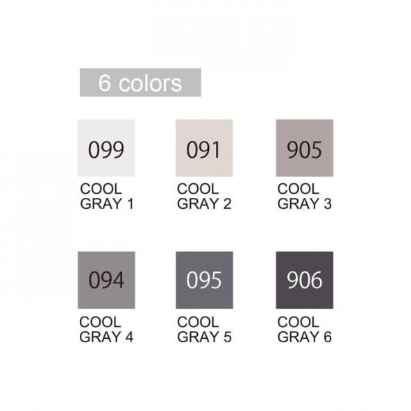 Zig Clean Color Real Brush- Fırça Kalem Set 6 Lı Cool Gray - 2