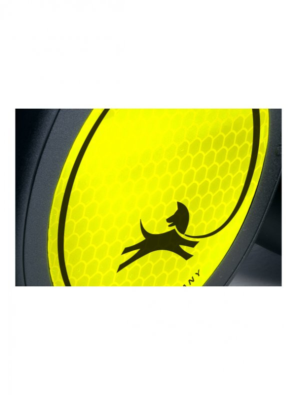 Flexi new neon s boy şerit tasma small 5 metre otomatik şeritli köpek uzatma max 15kg renkli şerit sarı ürün görseli 1