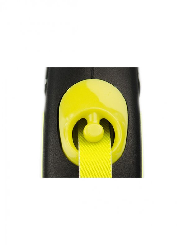 Flexi new neon M boy şerit tasma medium 5 metre otomatik şeritli köpek uzatma max 25kg sarı şerit - Resim 2