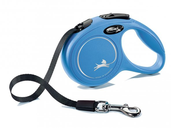 Flexi new classıc şerit tasma xs 3 metre otomatik uzatma şeritli extra small mavi ürün görseli 1