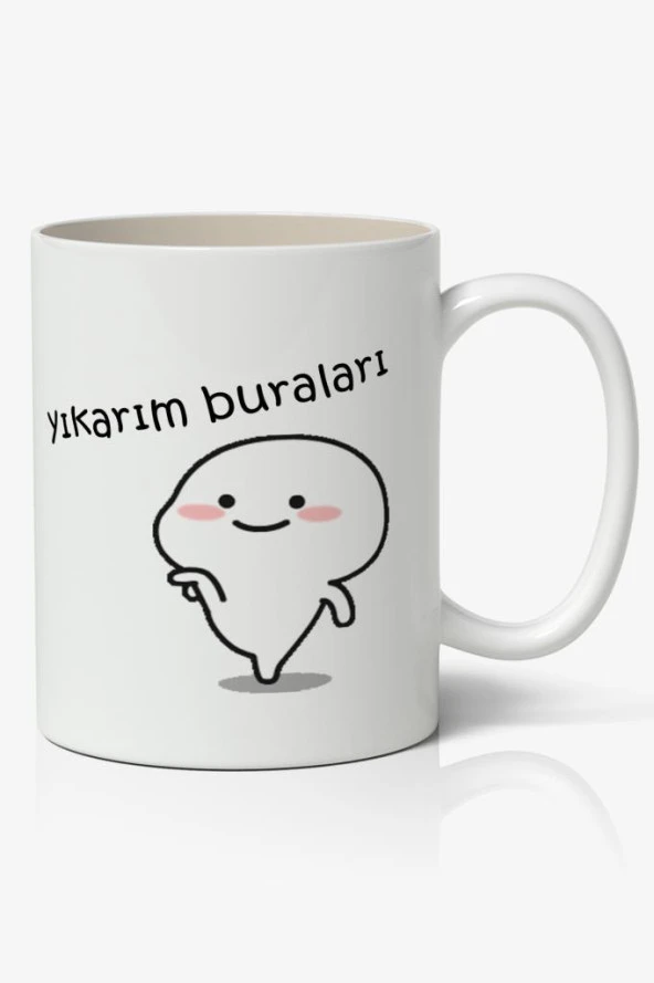 Yıkarım Buraları Yazılı Baskılı Kupa Bardak - Baskılı Kahve Kupa Bardak