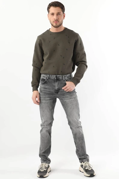 Erkek Regular Fit Jean Pantolon Gri - 5