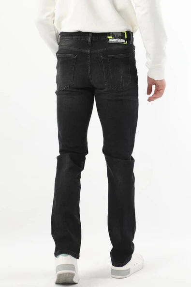 Erkek Dizi Yırtık Jean Pantolon Siyah - Resim 6